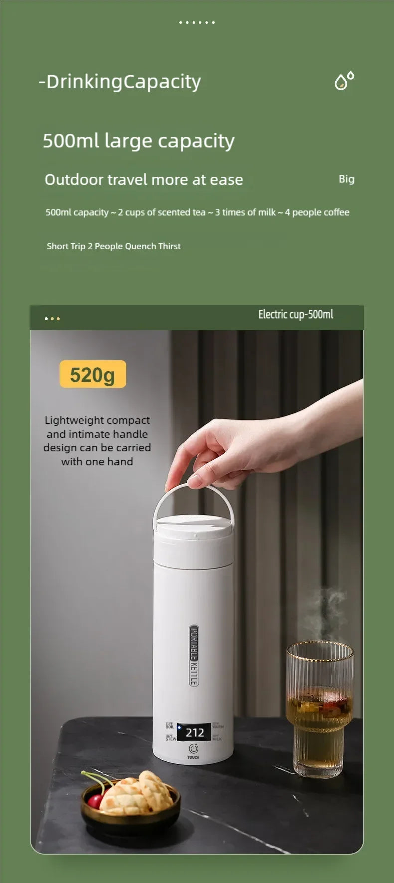 FBONIN Portable Electric Travel Kettle