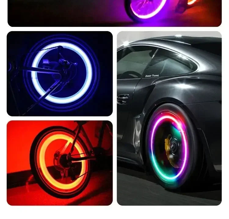 Universal LED Wheel Valve Lights for Cars, Bikes & Motorcycles