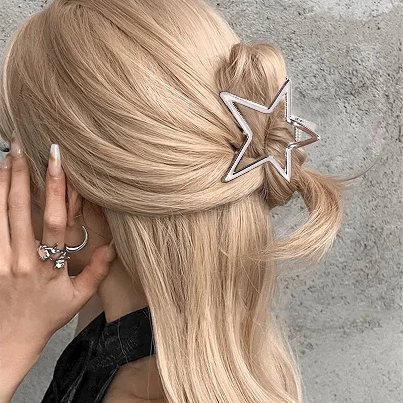 Hollow Star Metal Shark Hair Clip