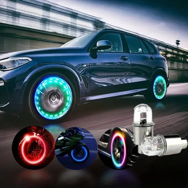 Universal LED Wheel Valve Lights for Cars, Bikes & Motorcycles