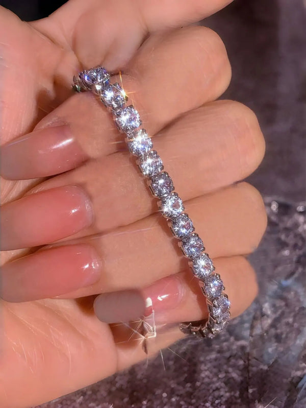 Full Diamond Zircon Tennis Bracelet – Stainless Steel