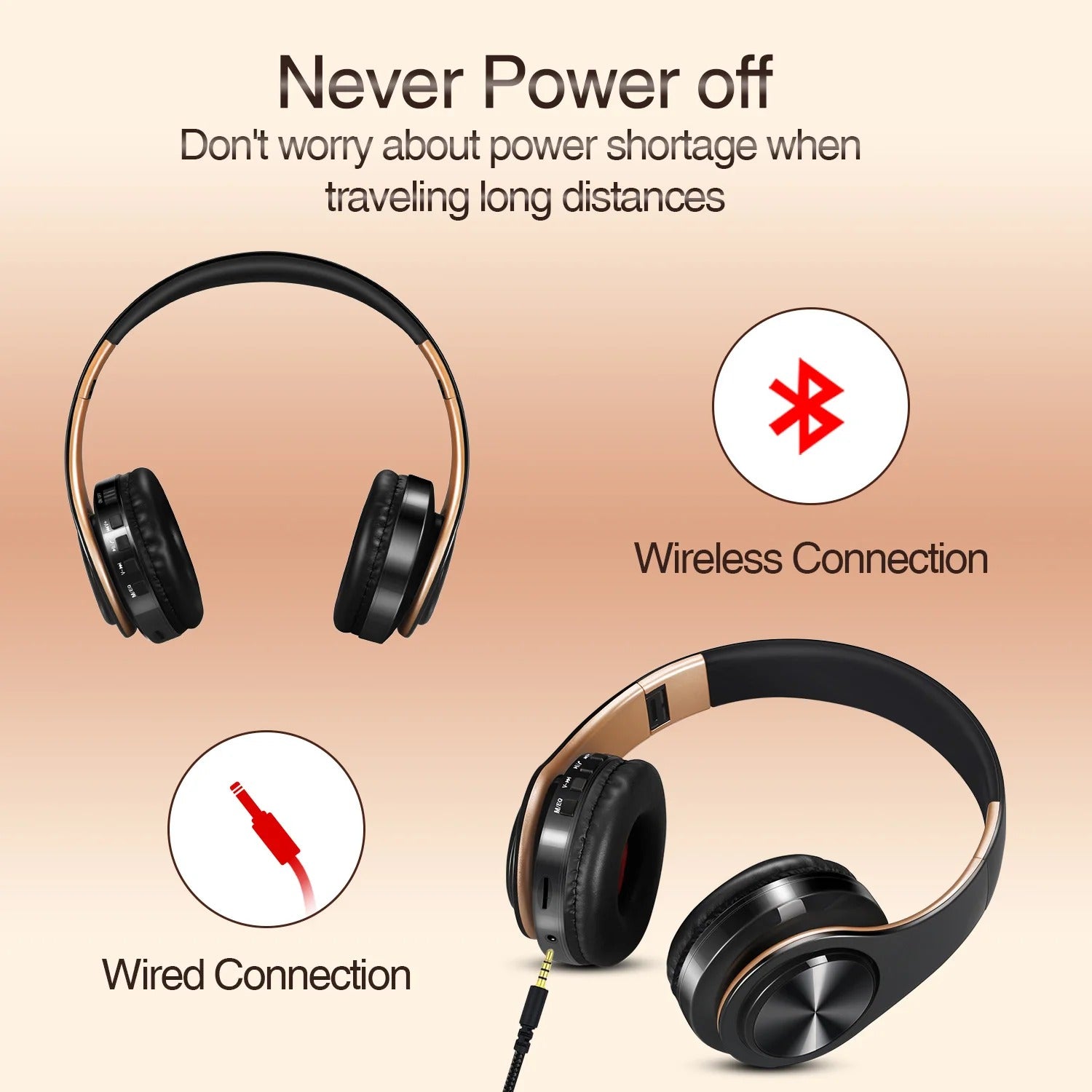 Men's Gold Wireless Bluetooth Headphones speaker🎧
