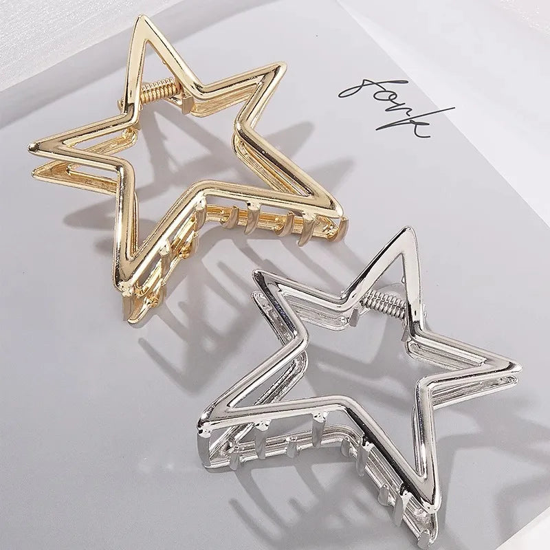 Hollow Star Metal Shark Hair Clip