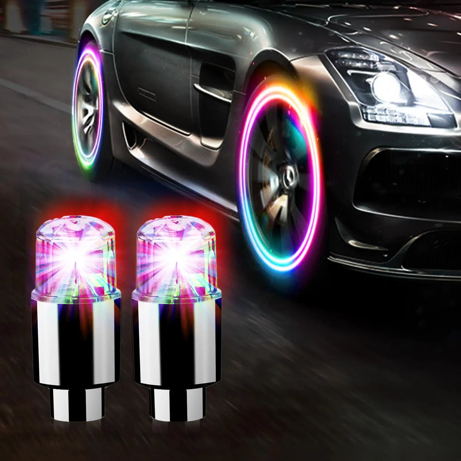 Universal LED Wheel Valve Lights for Cars, Bikes & Motorcycles