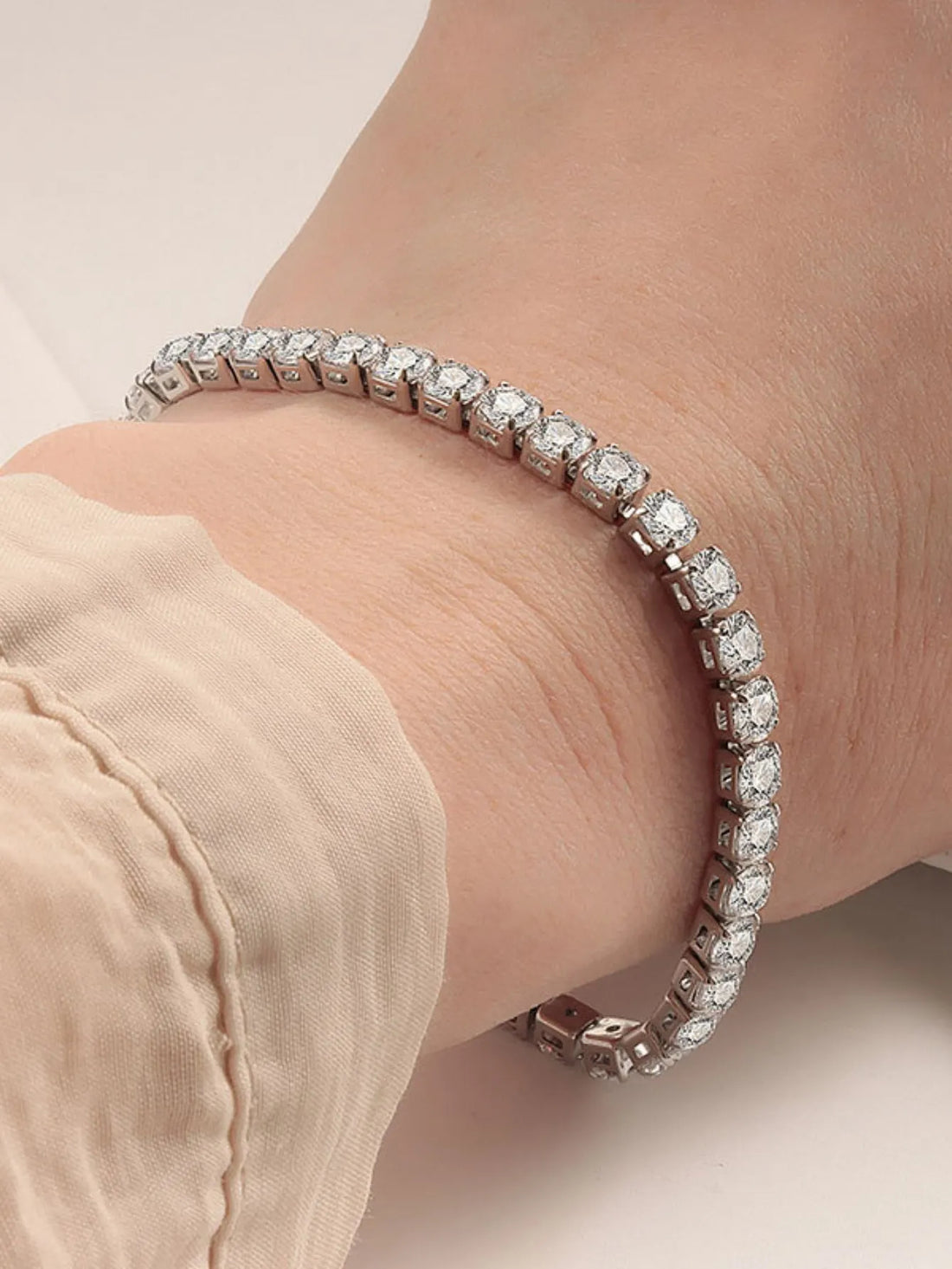 Full Diamond Zircon Tennis Bracelet – Stainless Steel