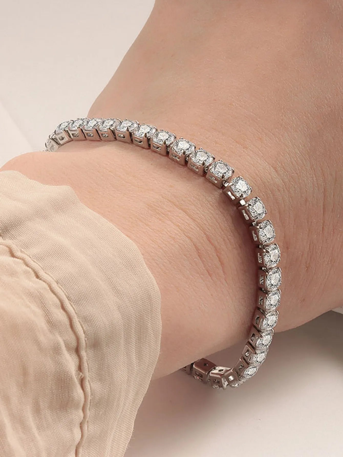 Full Diamond Zircon Tennis Bracelet – Stainless Steel