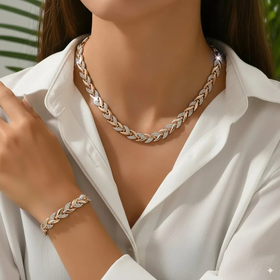 Elegant Rhinestone Fishtail Necklace & Bracelet Set