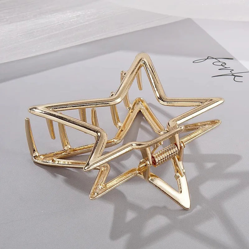 Hollow Star Metal Shark Hair Clip