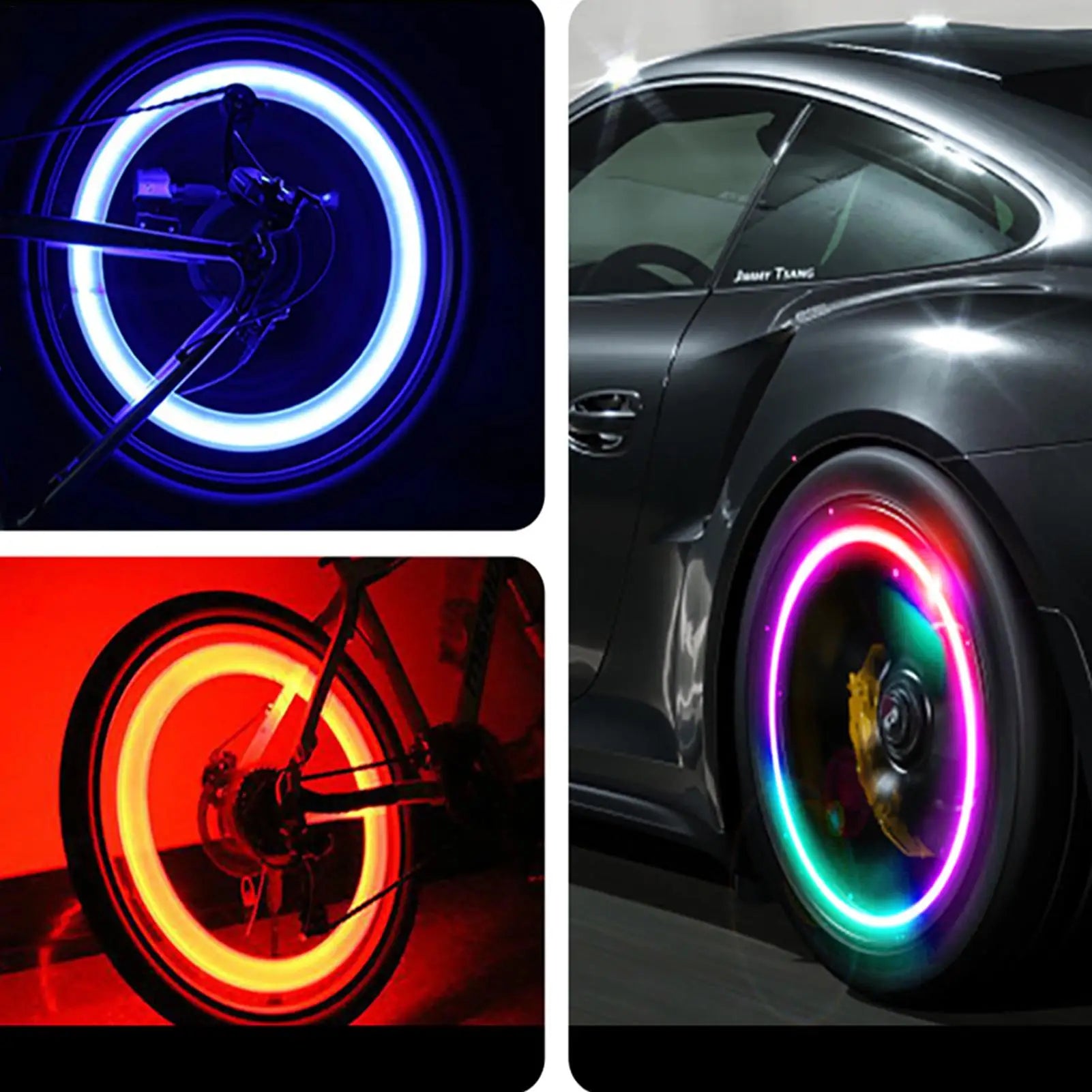 Universal LED Wheel Valve Lights for Cars, Bikes & Motorcycles