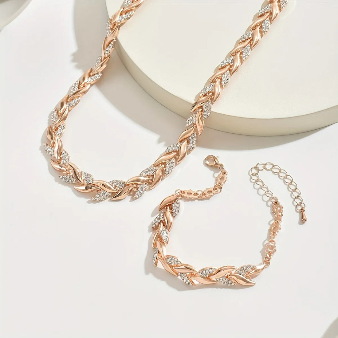 Elegant Rhinestone Fishtail Necklace & Bracelet Set