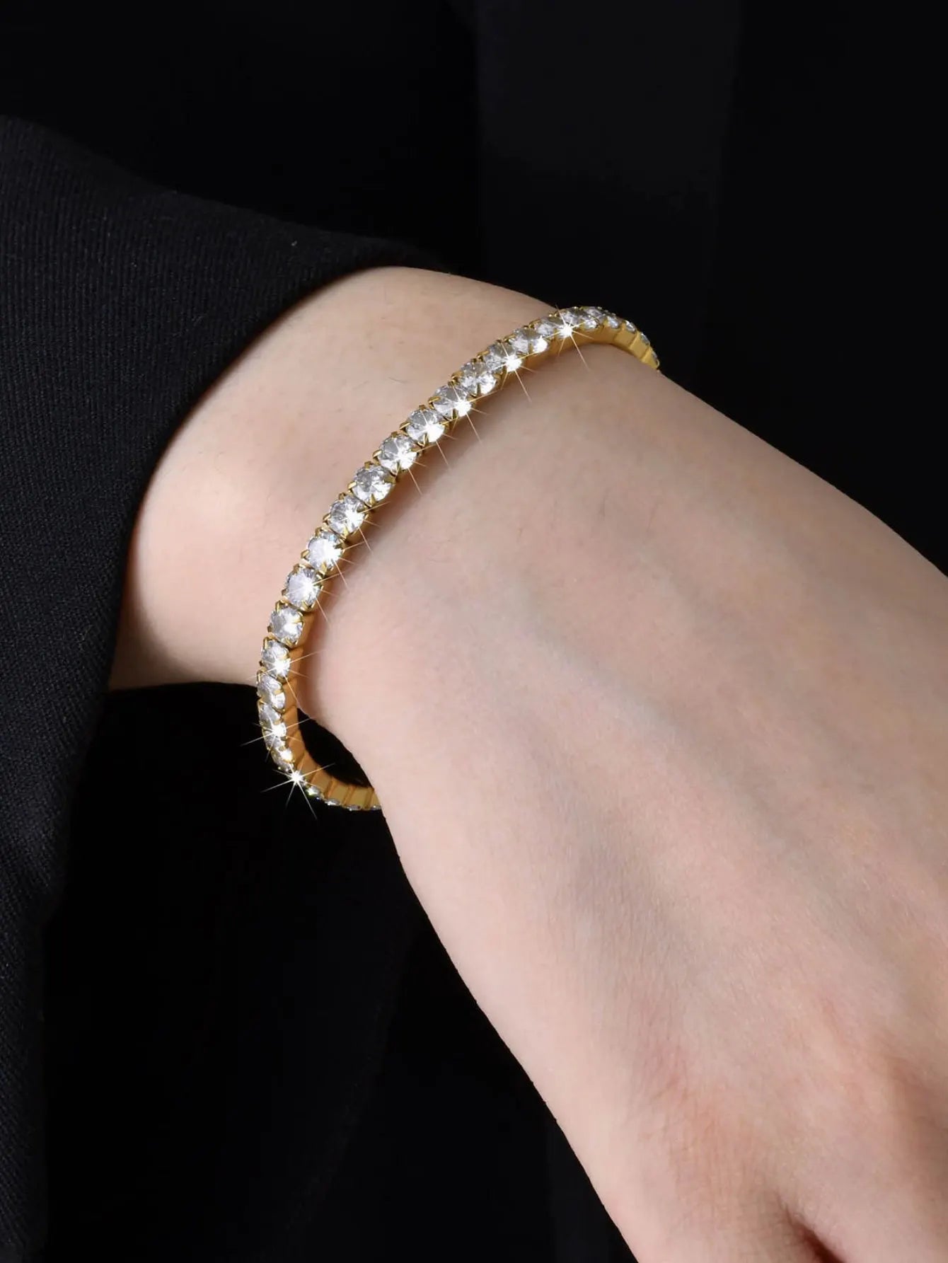 Full Diamond Zircon Tennis Bracelet – Stainless Steel