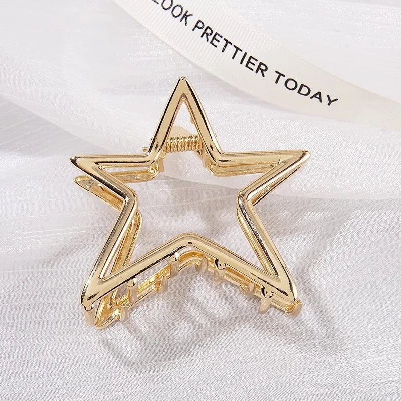 Hollow Star Metal Shark Hair Clip