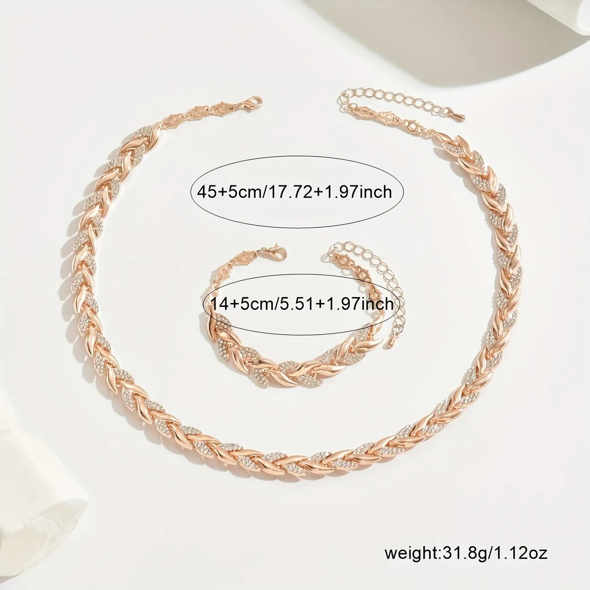 Elegant Rhinestone Fishtail Necklace & Bracelet Set