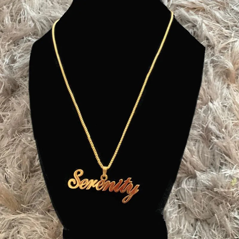Custom Name Pendant Necklace – Box Chain Choker