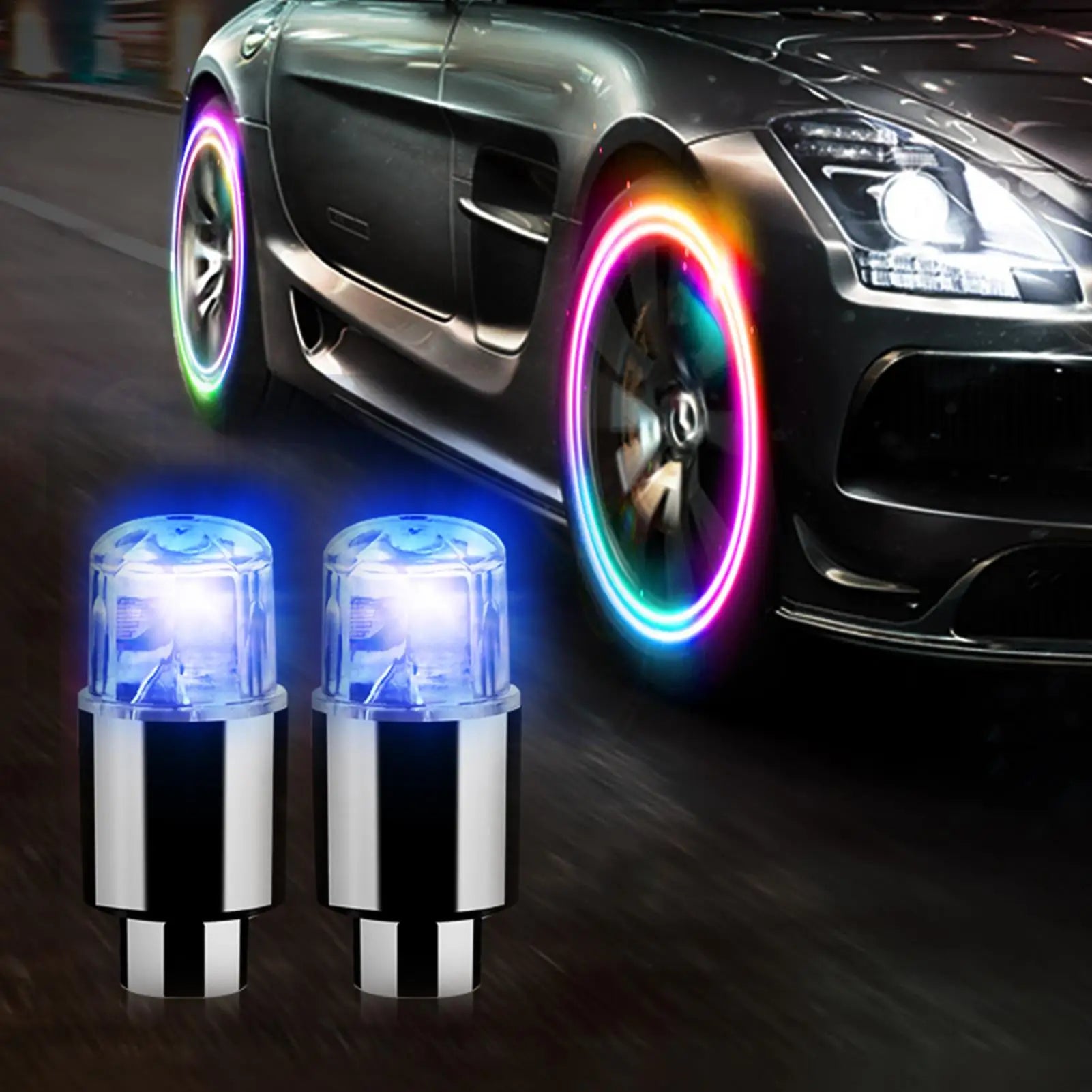 Universal LED Wheel Valve Lights for Cars, Bikes & Motorcycles