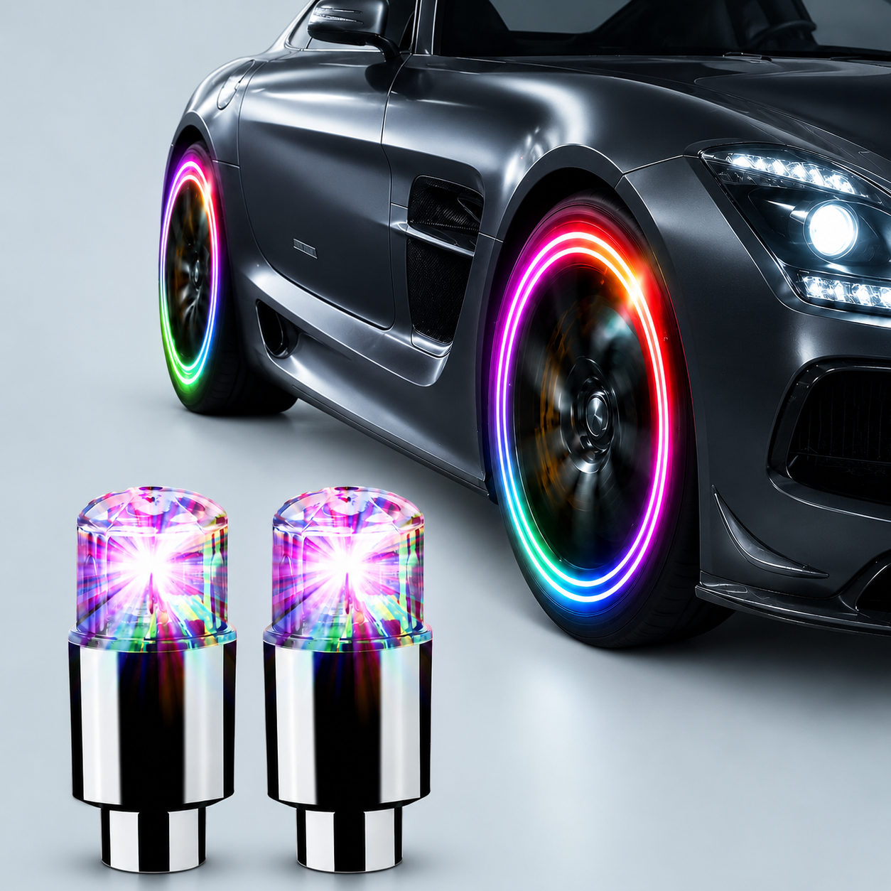 Universal LED Wheel Valve Lights for Cars, Bikes & Motorcycles