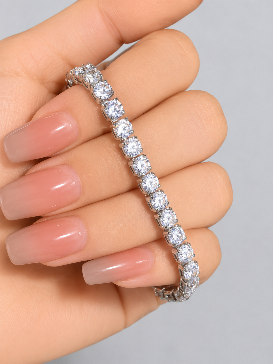 Full Diamond Zircon Tennis Bracelet – Stainless Steel