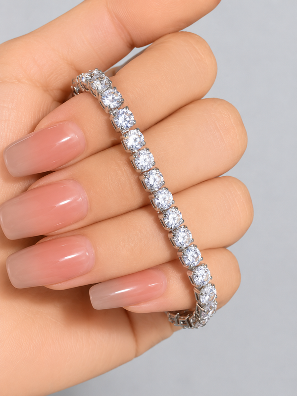 Full Diamond Zircon Tennis Bracelet – Stainless Steel