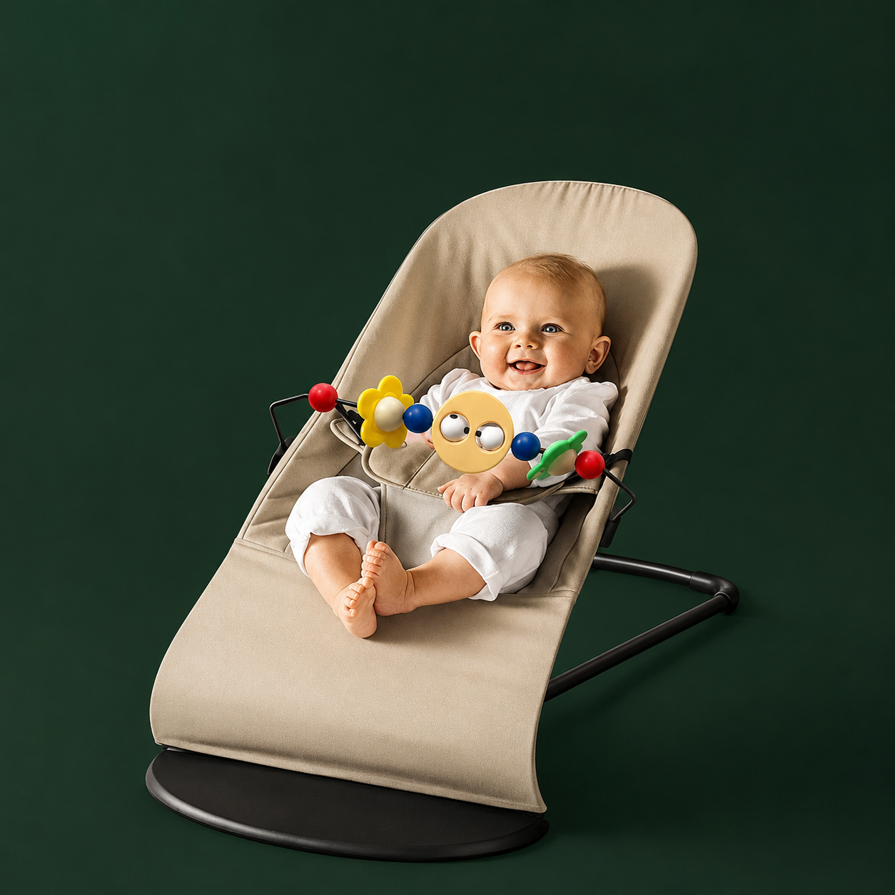 Foldable Baby Rocking Chair with Toys and Recliner