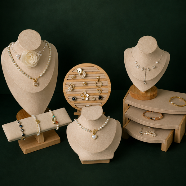 Wood Jewelry Display Stand & Organizer Rack